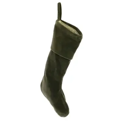 Velvet Christmas Stocking – Sage Green