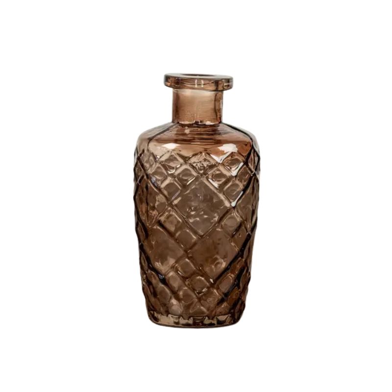 5" Amber Patterned Glass Bud Vase