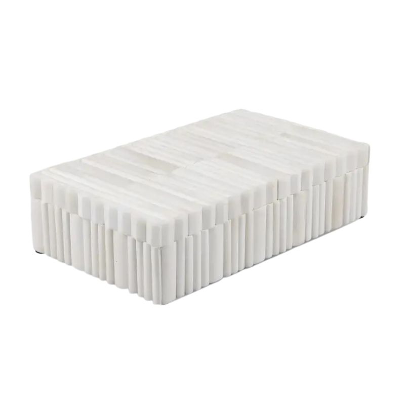 Ivory Stem Bone Inlay Decorative Storage Box – 8" x 6" x 1.5"