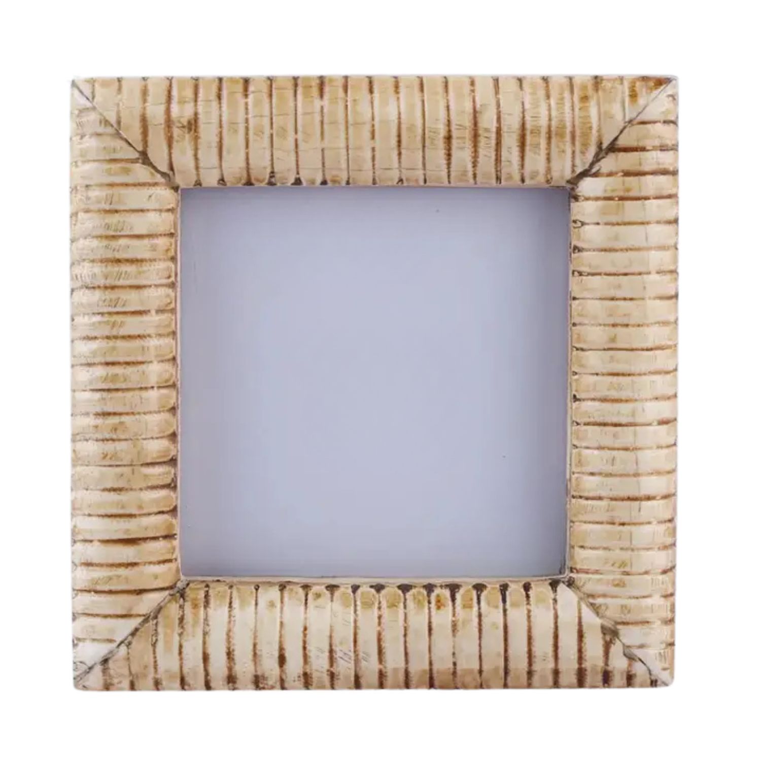 Ridged Pattern Bone Inlay Decorative Baby Picture Frame – 4" x 4"