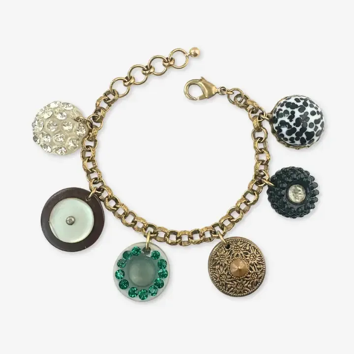 Repurposed Vintage Mixed Button Charm Bracelet