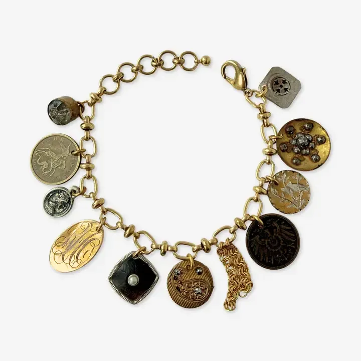 Repurposed Vintage Mixed Neutral Charm Bracelet
