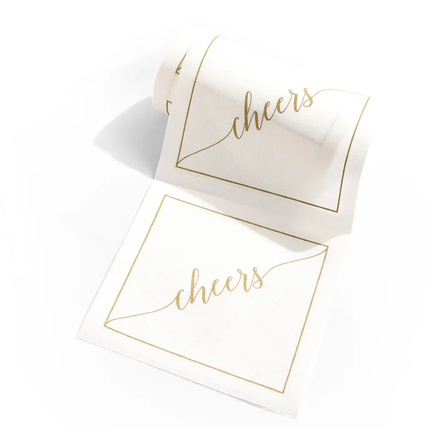 Golden Salute "Cheers" Disposable Cotton Cocktail Napkin Roll