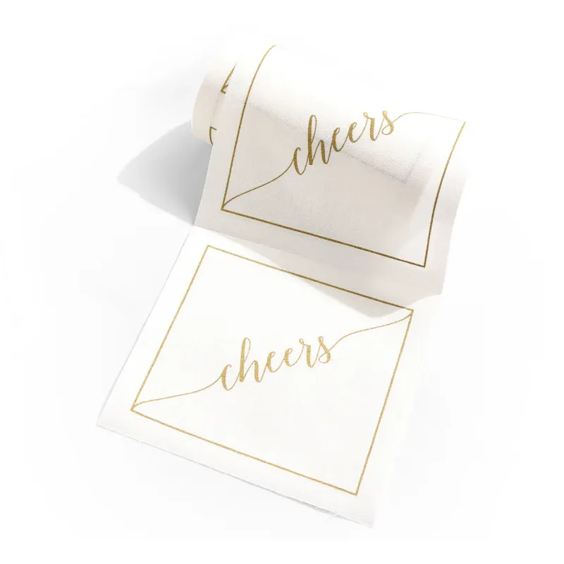 Golden Salute "Cheers" Disposable Cotton Cocktail Napkin Roll