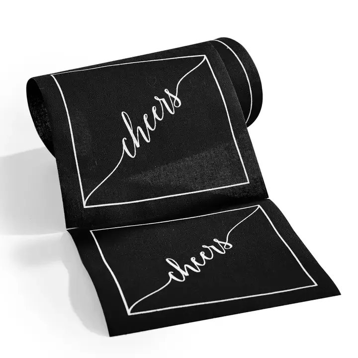 Midnight Toast "Cheers" Disposable Cotton Cocktail Napkin Roll