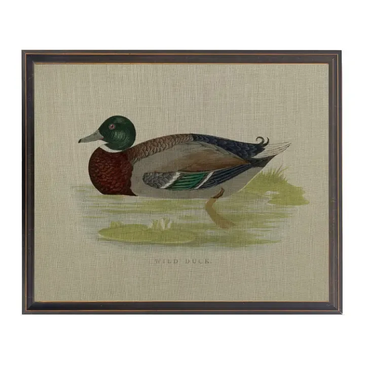 10" x 8" Framed Wild Duck Painting on Linen