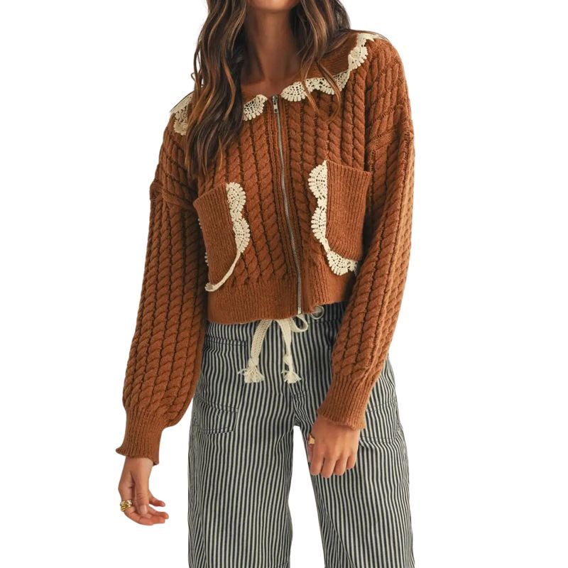 Vintage-Inspired Twisted Zip Cardigan