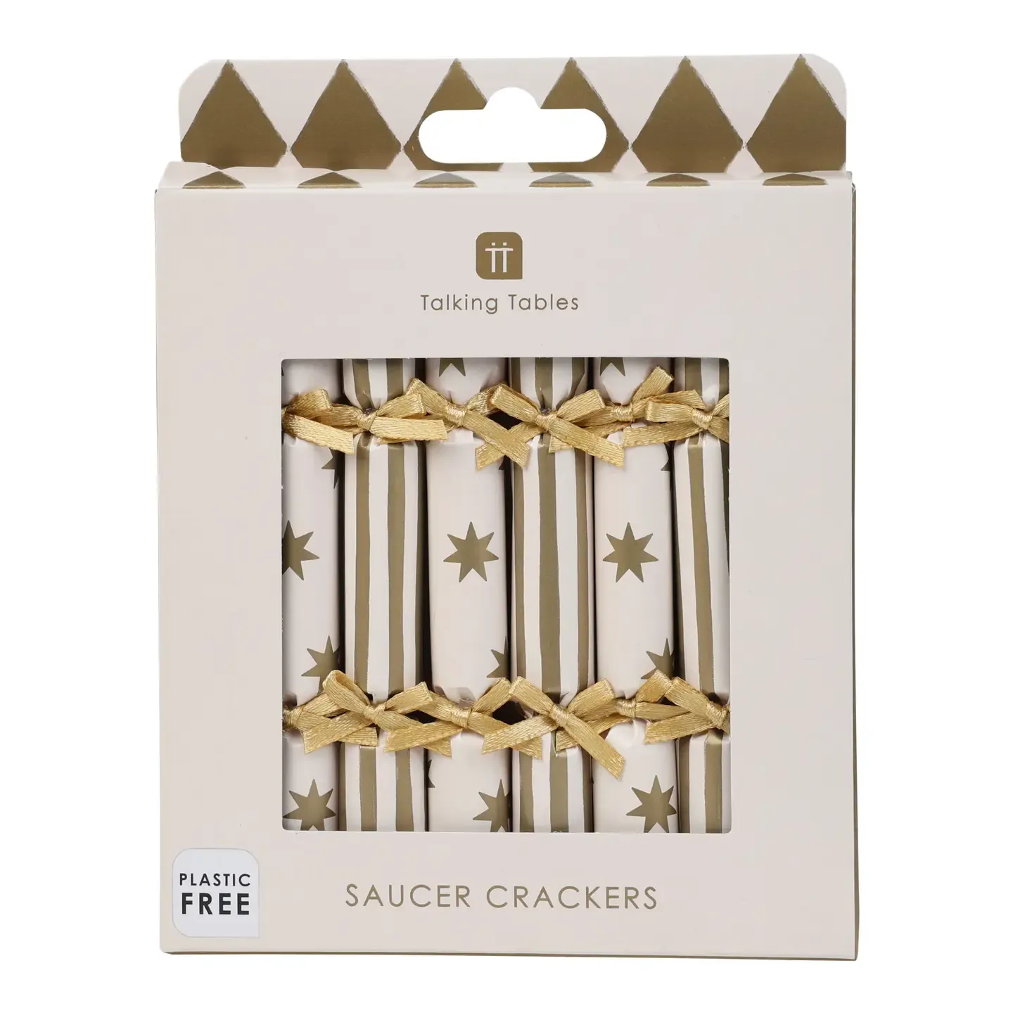 Gold Christmas Saucer Crackers (Set of 6)