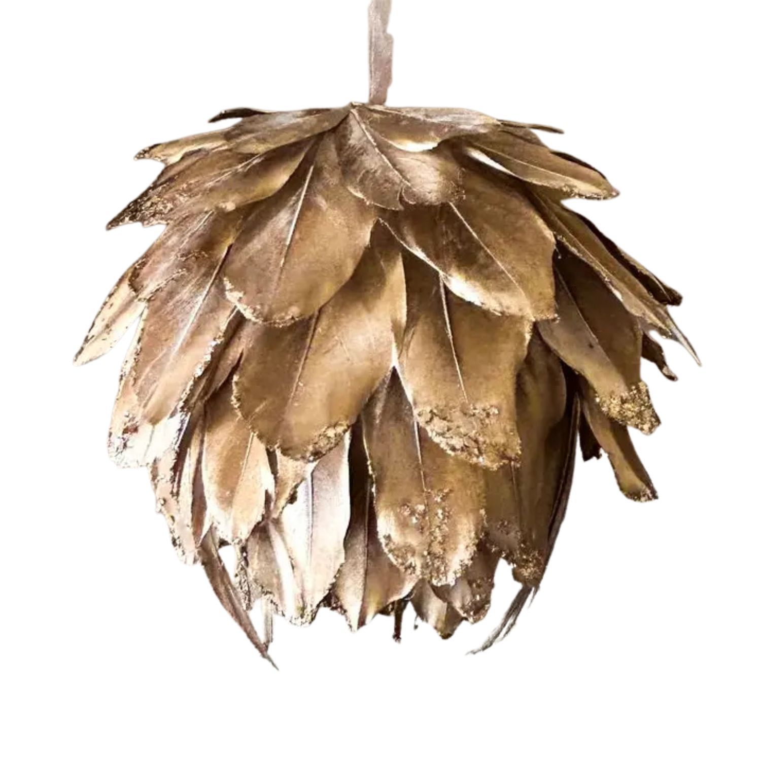 Metallic Gold Feather Ornament