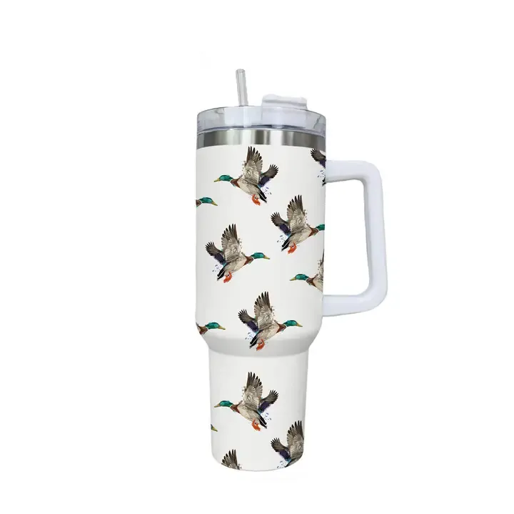 White Duck Tumbler with Handle
