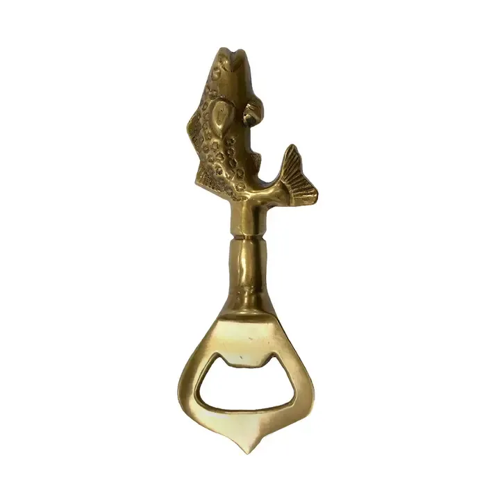 Antiqued Solid Brass Vintage Fish Bottle Opener