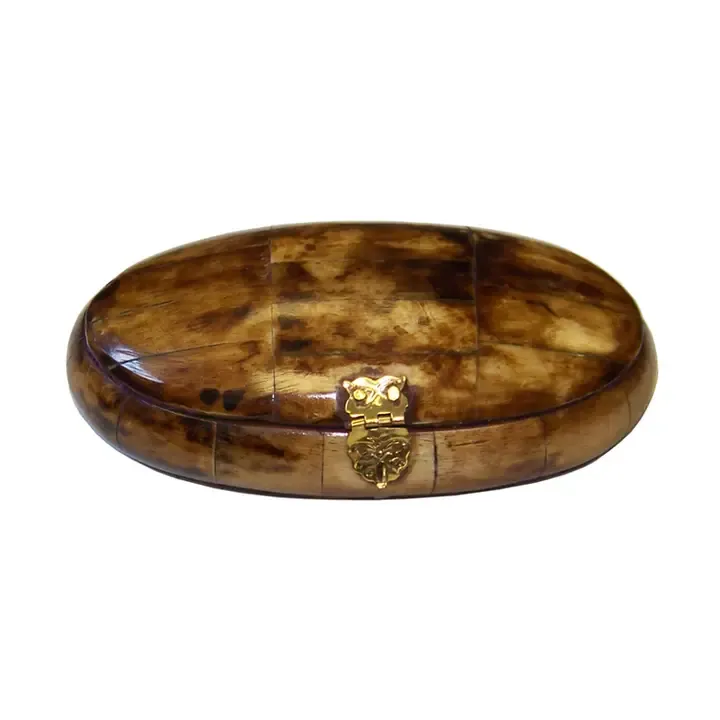 Antiqued Vintage Oval Bone Box | 5.5"