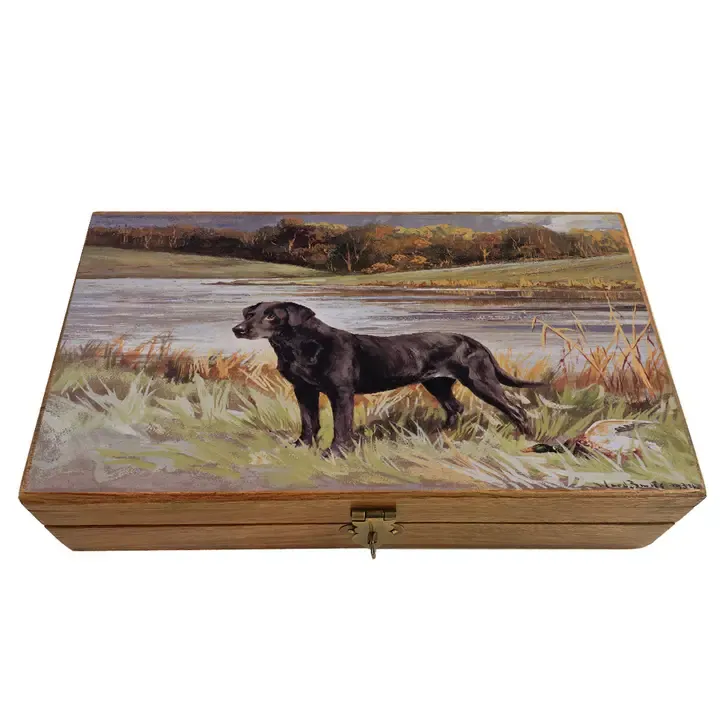 Labrador Retriever with Duck Decorative Solid Wood Box