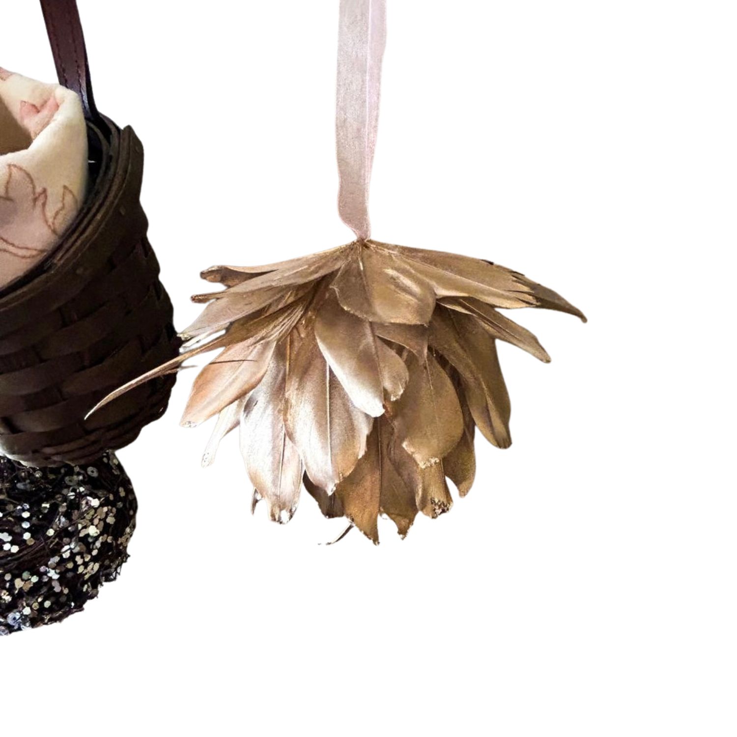 Small Metallic Gold Feather Ornament