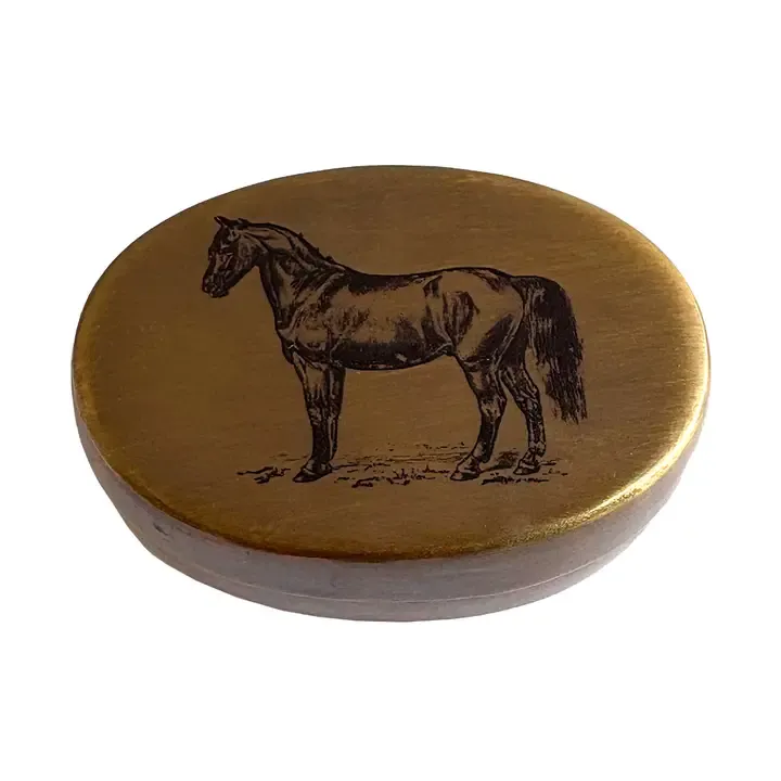 Solid Antiqued Brass Standing Horse Pill Box | Tabletop Décor