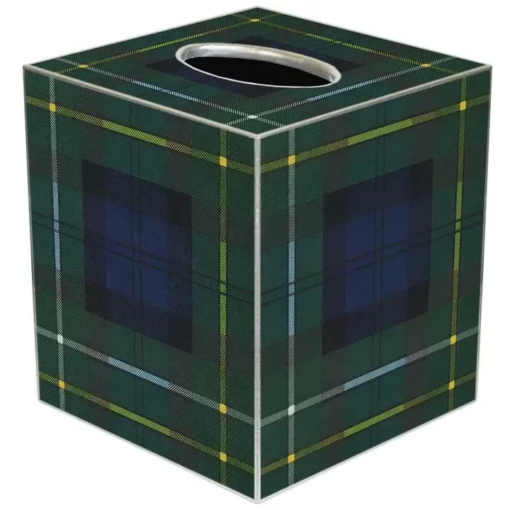Green Tartan Plaid Tissue Box Cover