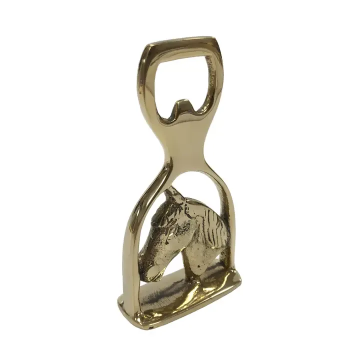 Solid Brass Horse Head &amp; Stirrup Bottle Opener | Barware