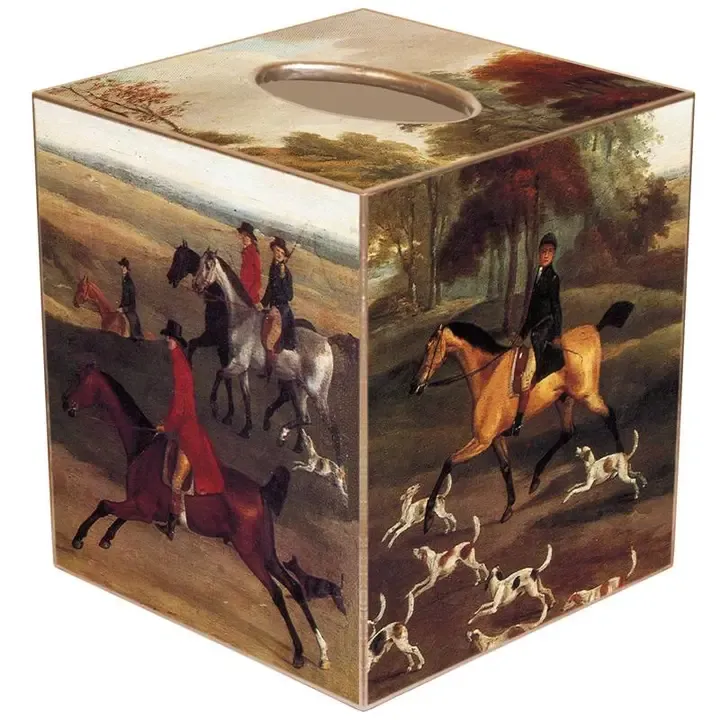 Fox Hunt Scene Tissue Box Cover