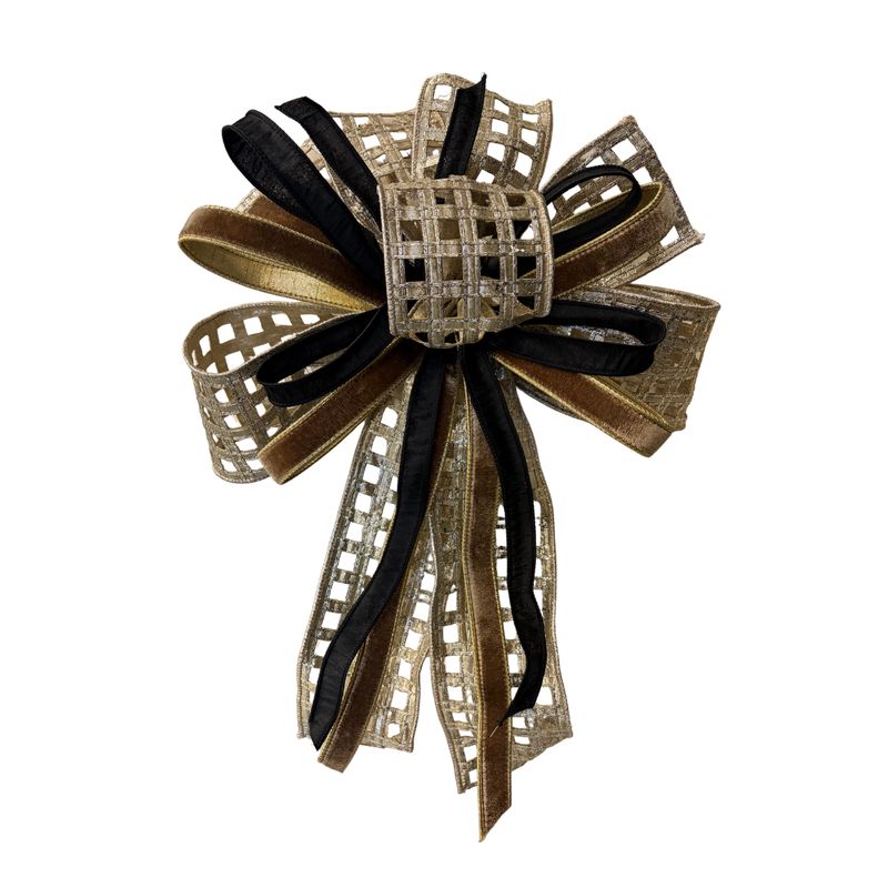 Small Silver Square Borwn and Black Bow Approx. 23" Long x 16" Wide
