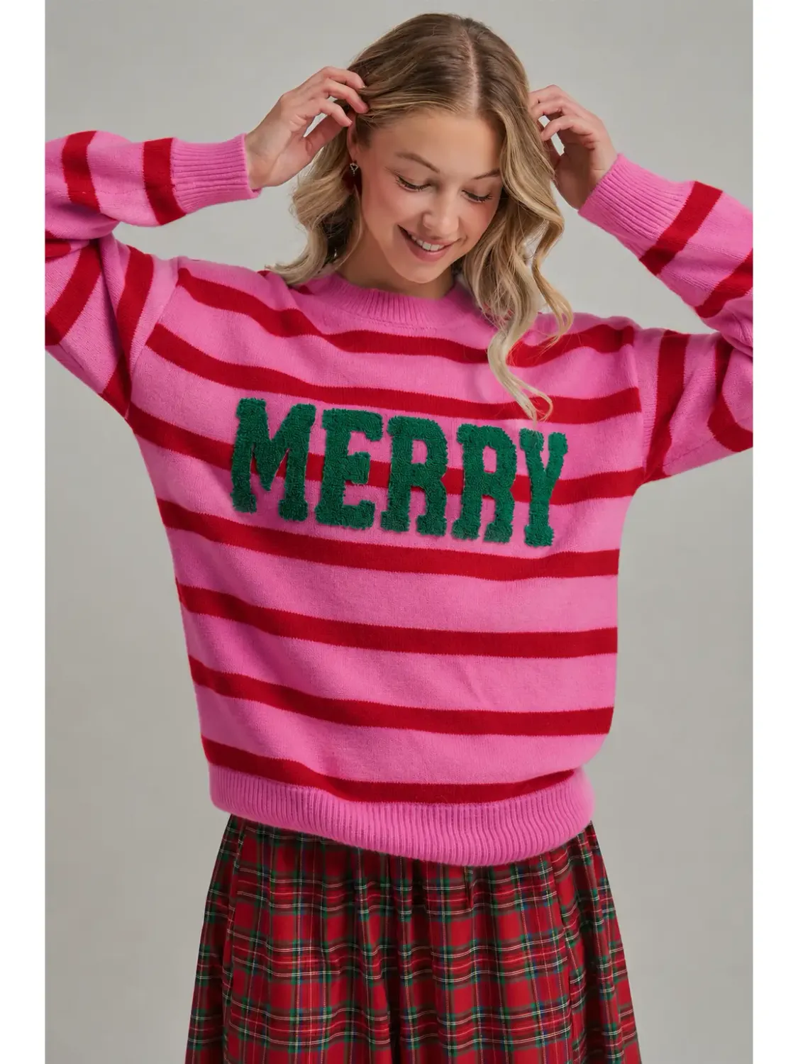 Merry Chenille Patch Christmas Holiday SWEATER