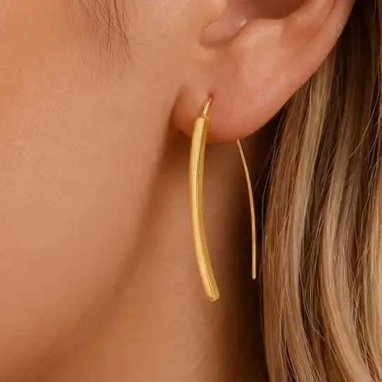 18K Gold PVD Plated Stainless Steel Threader Earrings