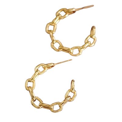18K Gold PVD Plated Chunky Chain Hoop Earrings