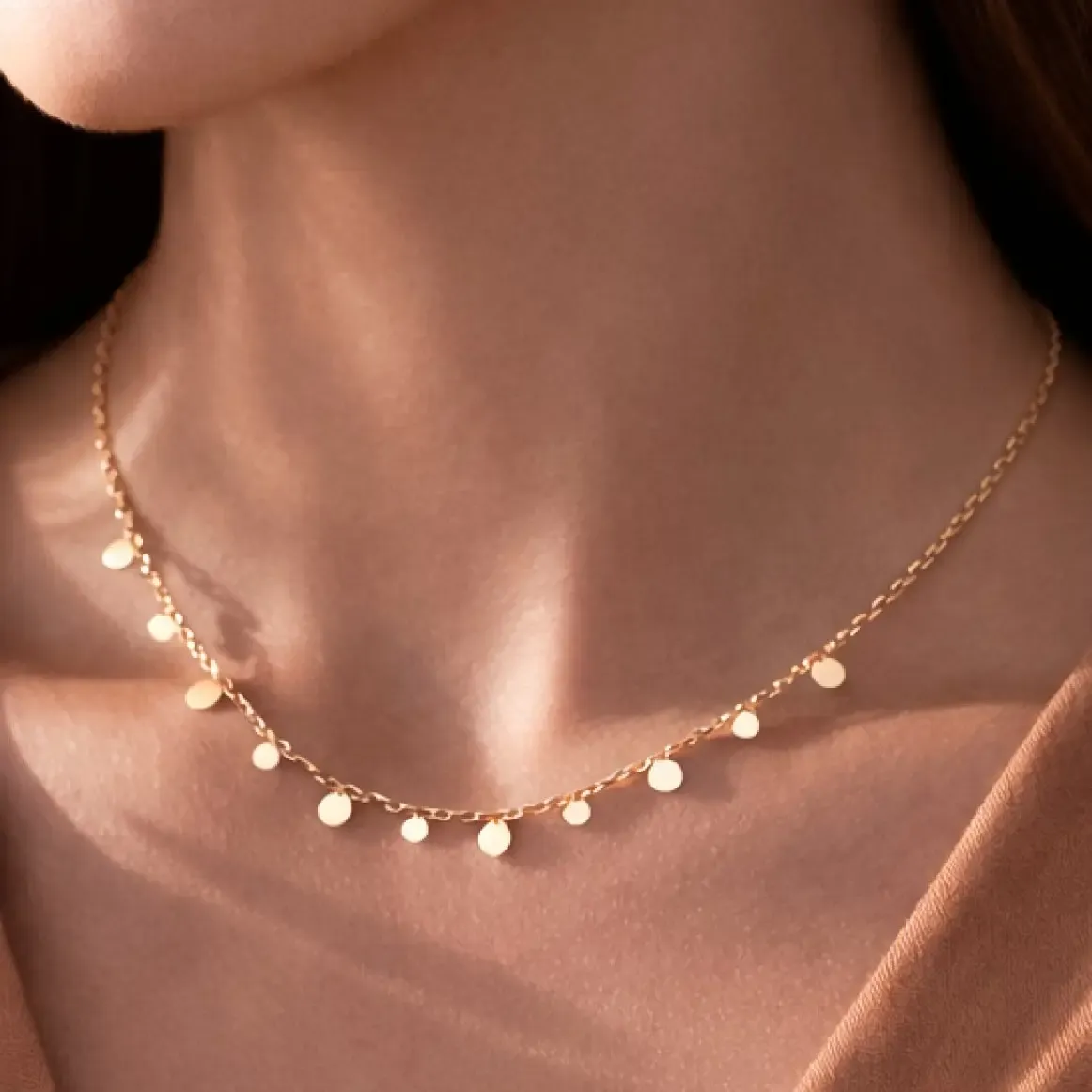 18K Gold PVD Plated Disc Charm Necklace