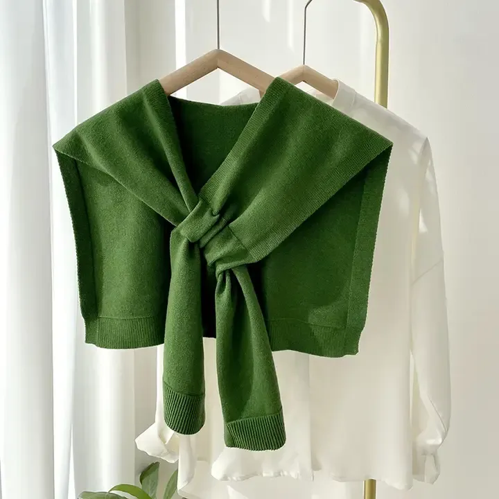 Green Layered Sweater Shoulder Wrap