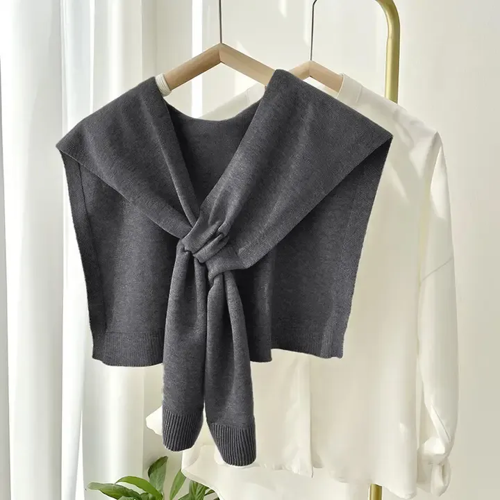 Charcoal Layered Sweater Shoulder Wrap