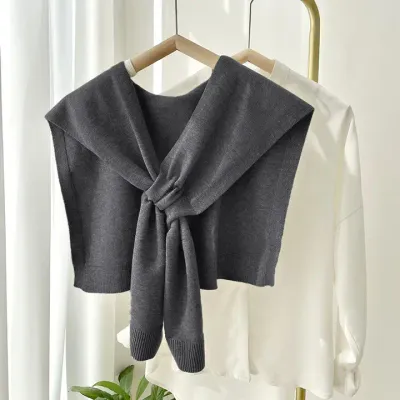 Charcoal Layered Sweater Shoulder Wrap