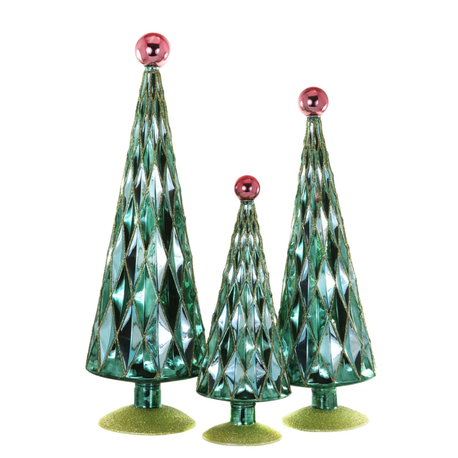 Teal Mid-Century Diamond Trees - 3 Sizes