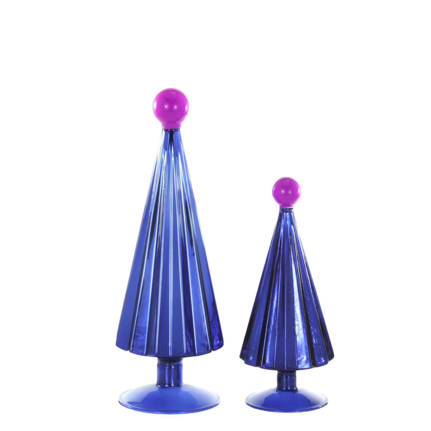 Blue &amp; Lilac Pleated Glass Tree - 2 Sizes