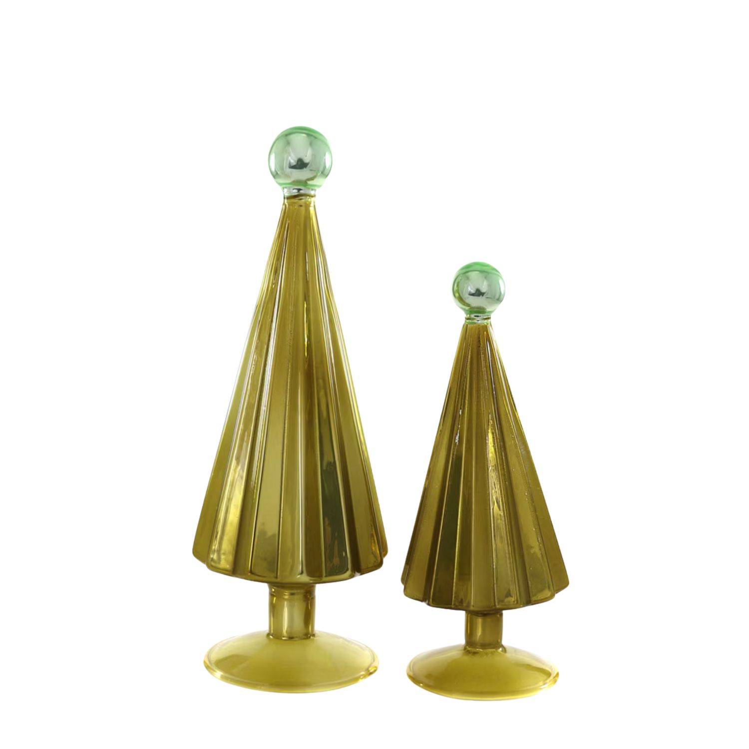 Moss &amp; Aqua Pleated Glass Tree - 2 Sizes