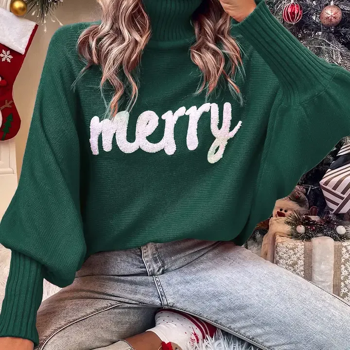 HM- Merry Batwing Christmas Sweater