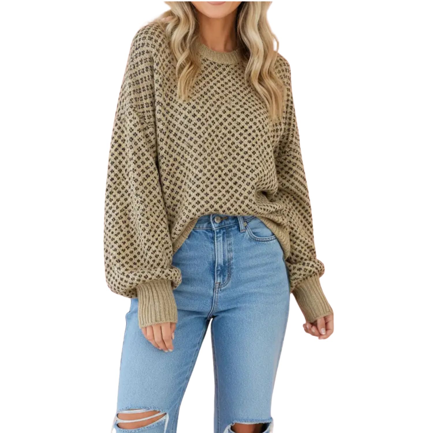 Geometric Reverse Seam Drop Shoulder Sweater