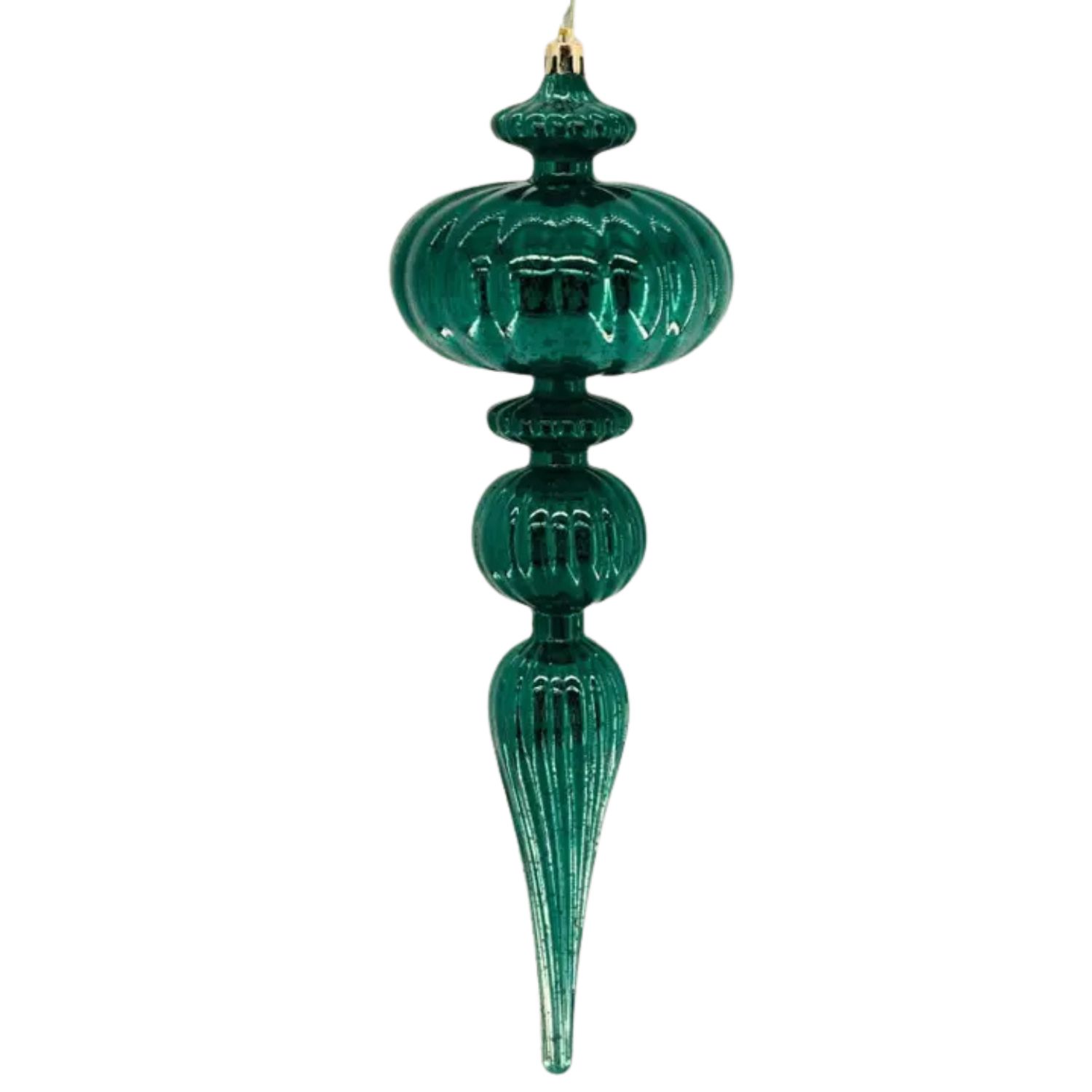 Mercury Finish Grand Finial Ornament – Emerald, 12"