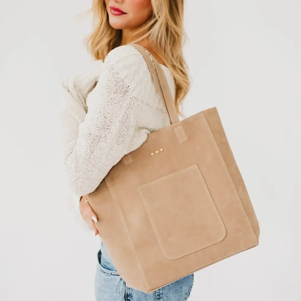 Dawn Suede Carryall Tote - Taupe