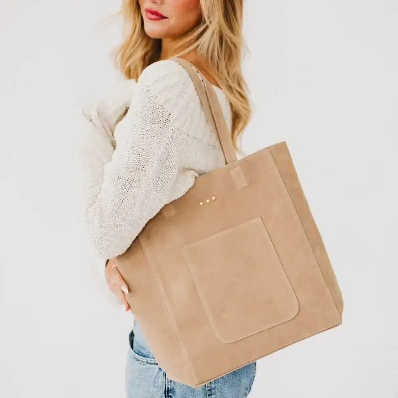 Dawn Suede Carryall Tote - Taupe