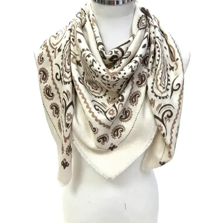 Large Woolen Square Bandana - Ivory
