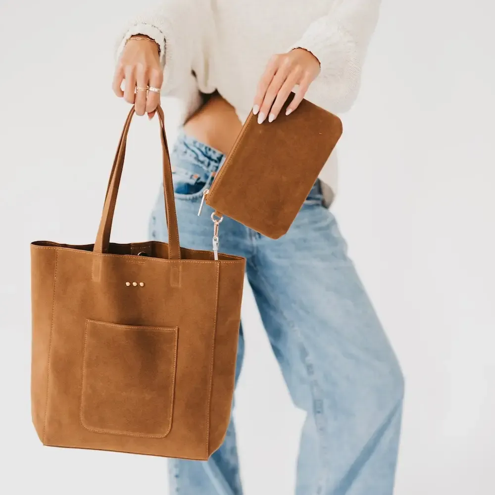 Dawn Suede Carryall Tote - Camel