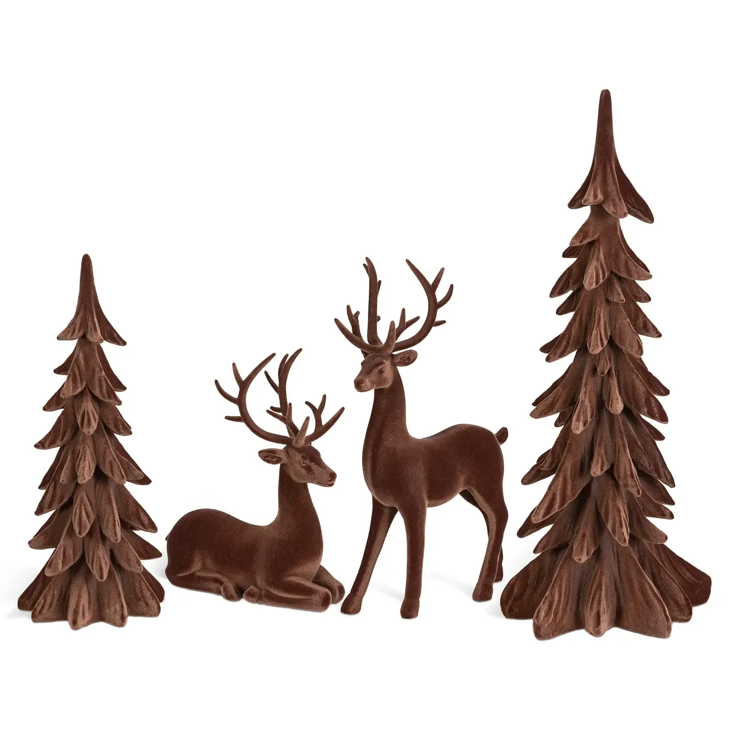 Brown Velvet Christmas Trees &amp; Reindeer- 4 Options