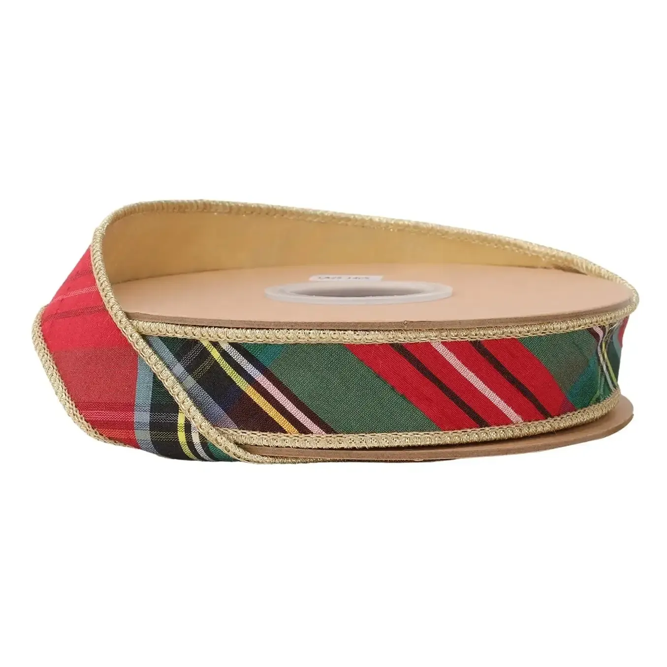 1" Wired Ribbon | Bold Christmas Plaid with Metallic Gold Backing | 10 Yard Roll
