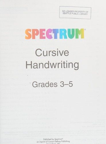 Spectrum Cursive Handwriting, Grades 3 - 5: Volume 108