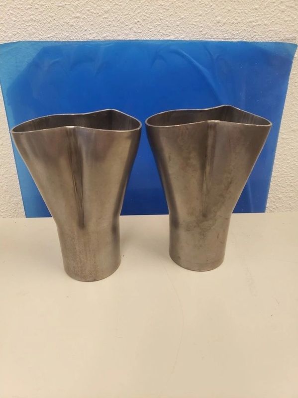 SOLD AS EACH – STEEL WELD-ON HEADER COLLECTOR, 2into1 1.75″ O.D. PRIMARIES 2″ OD OUTLET 5″ LONG