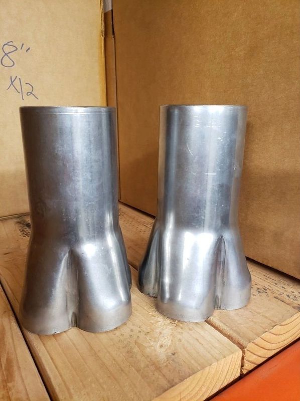 PAIR – STEEL WELD-ON HEADER COLLECTOR, 1 7/8 O.D. PRIMARIES 3″ OD OUTLET 7″ LONG