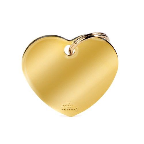Tag Big Heart Golden Brass