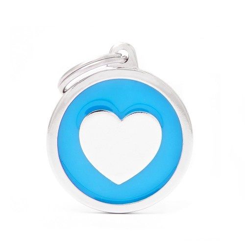 Tag Big Blue Circle Heart Silver