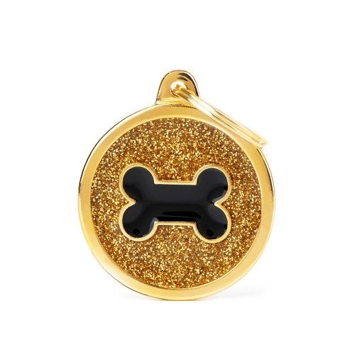 Tag Big Glitter Circle Bone Gold