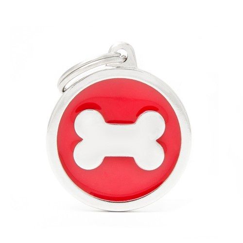 Tag Big Red Circle Bone Silver