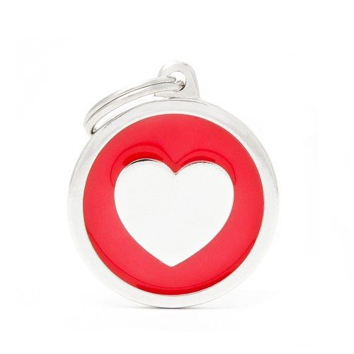 Tag Big Red Circle Heart Silver